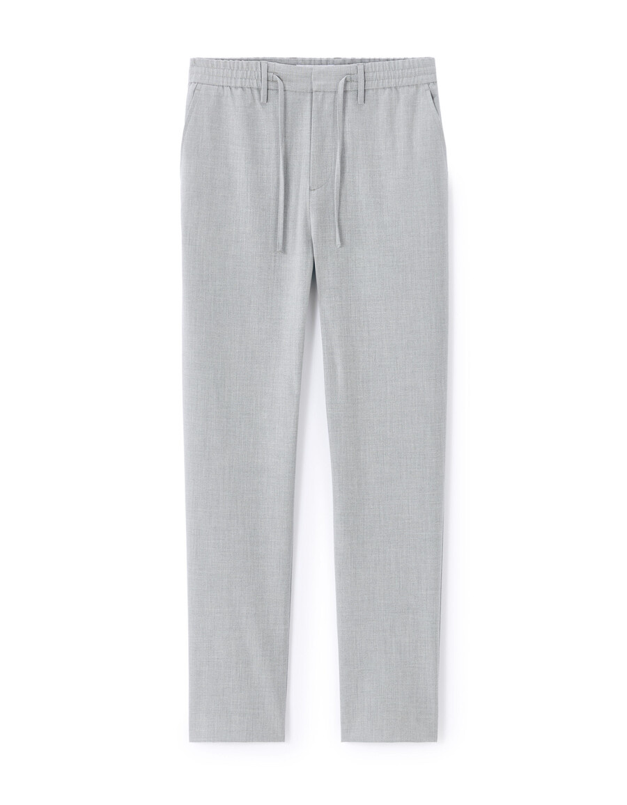 pantalones elásticos de corte entallado gris claro de 78 de largo