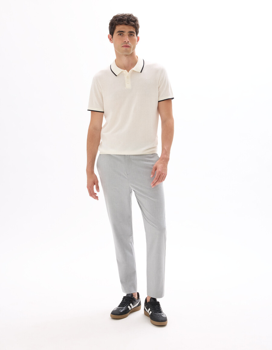 pantalones elásticos de corte entallado gris claro de 78 de largo