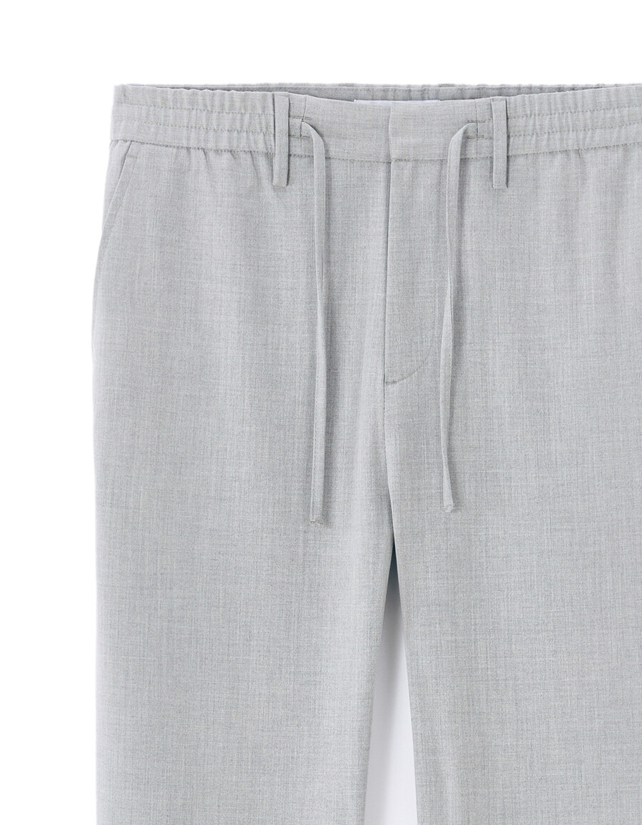 pantalones elásticos de corte entallado gris claro de 78 de largo