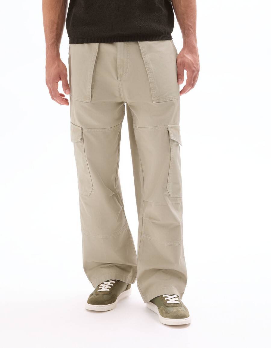 pantalones cargo holgados 100 algodón