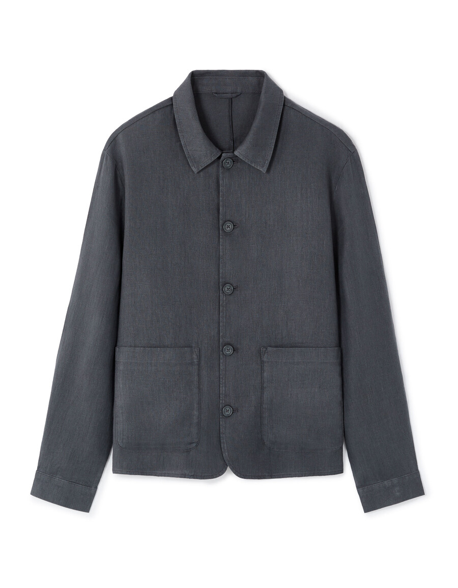 chaqueta de cuello camisero 100 lino