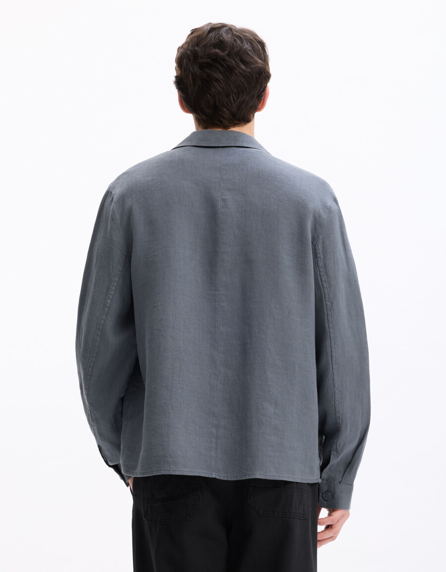 chaqueta de cuello camisero 100 lino