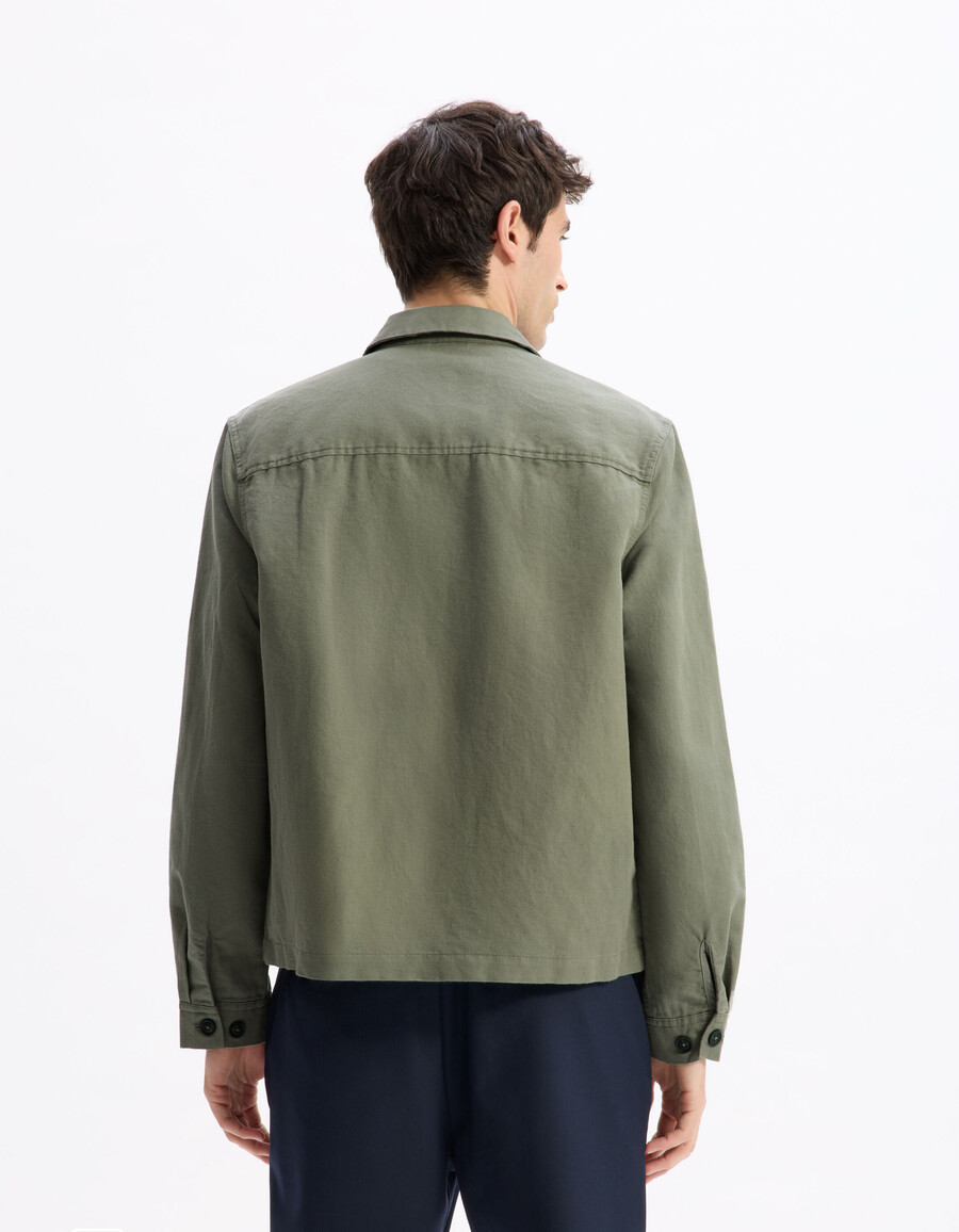 chaqueta de lino y algodón con cuello camisero