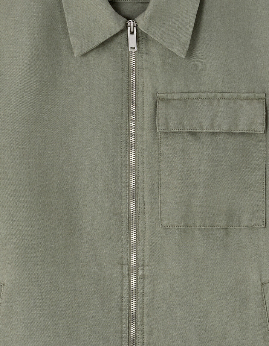 chaqueta de lino y algodón con cuello camisero