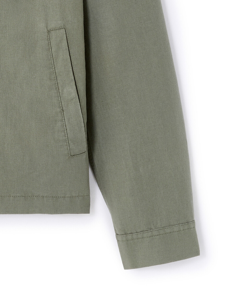 chaqueta de lino y algodón con cuello camisero