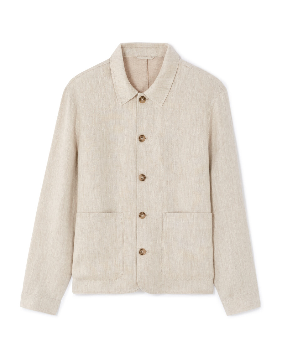 chaqueta con cuello camisero 100 lino