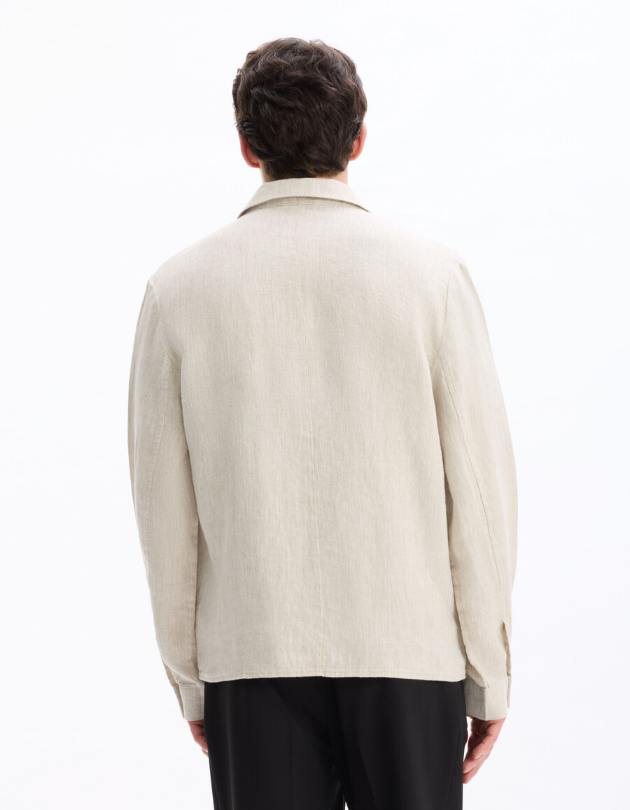chaqueta con cuello camisero 100 lino