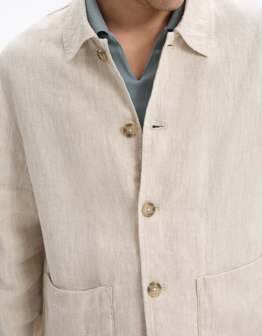 chaqueta con cuello camisero 100 lino