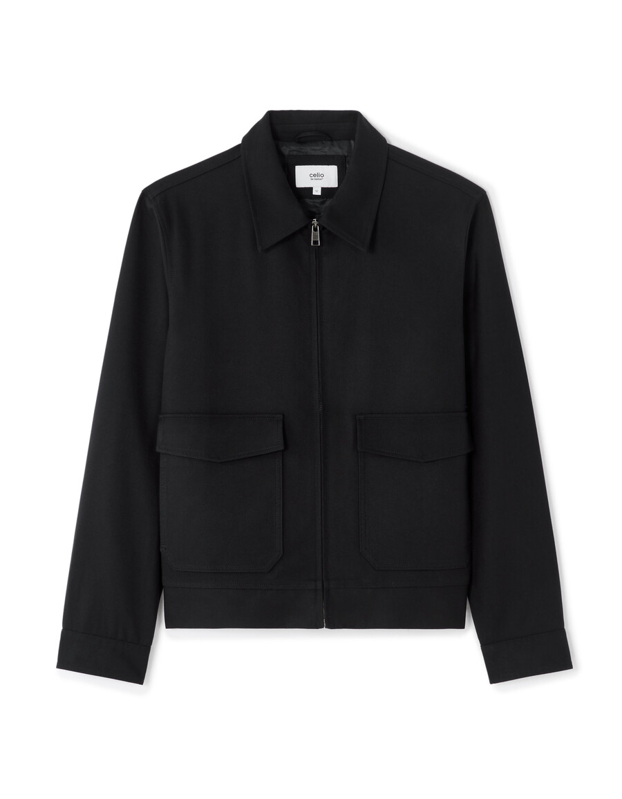 chaqueta con cuello de camisa y cremallera
