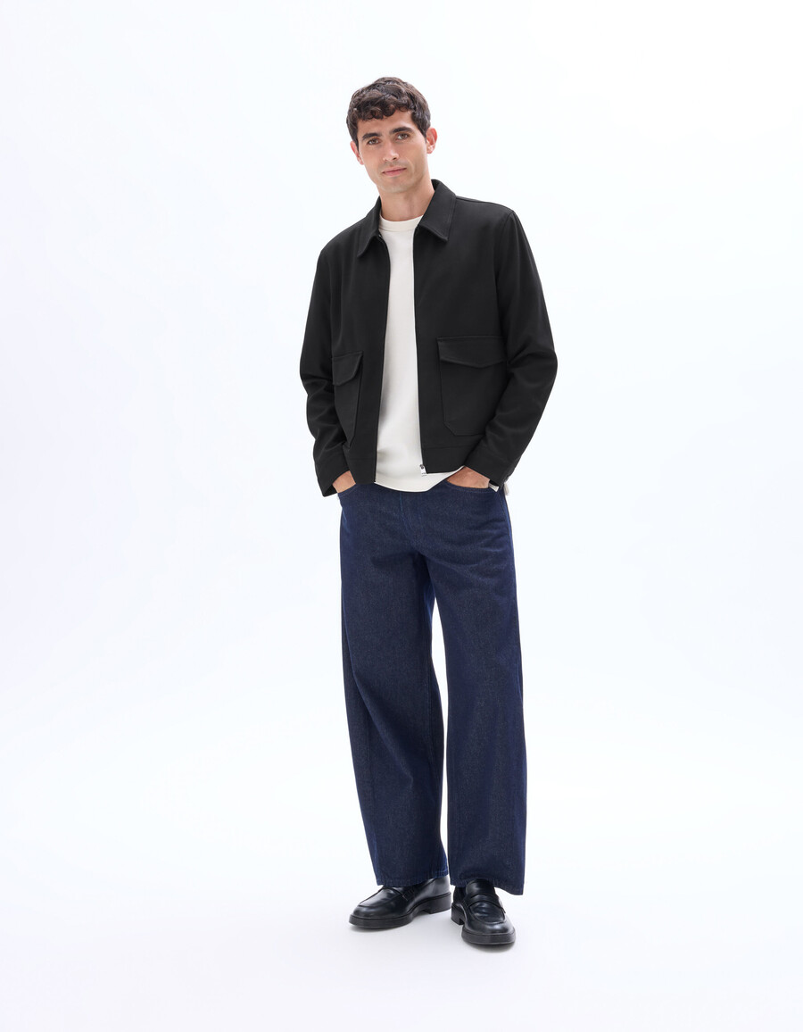chaqueta con cuello de camisa y cremallera