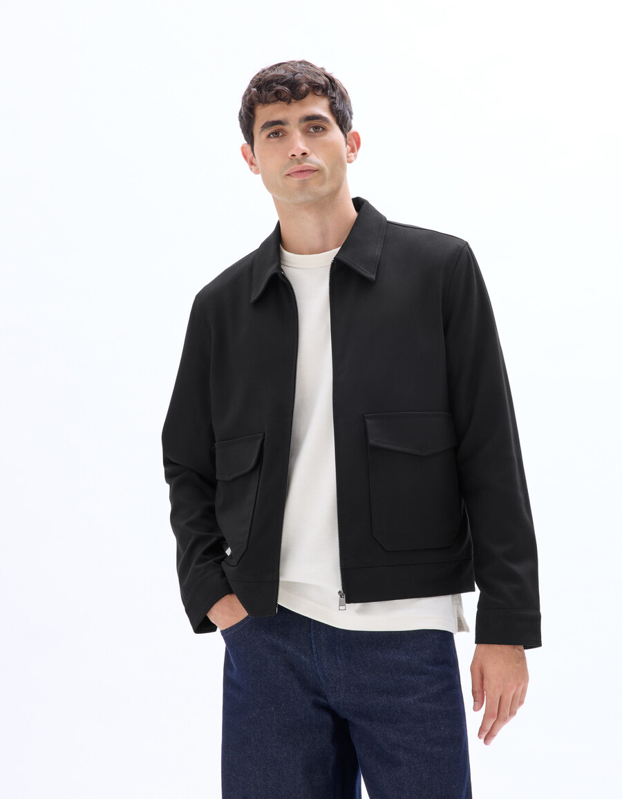 chaqueta con cuello de camisa y cremallera