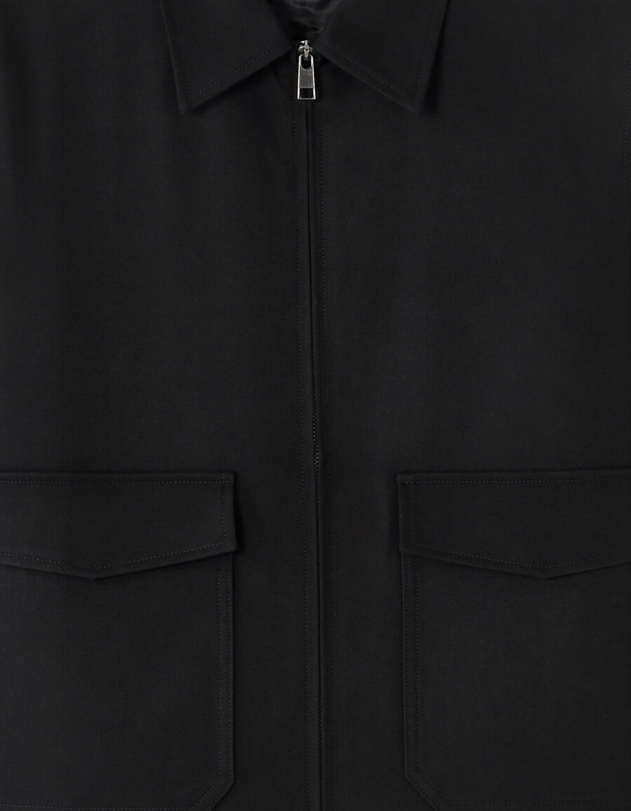 chaqueta con cuello de camisa y cremallera