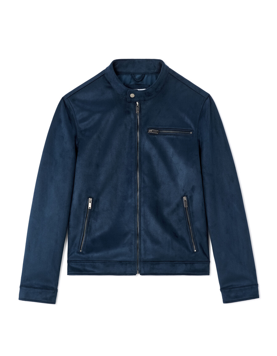 chaqueta de motociclista de ante sintético