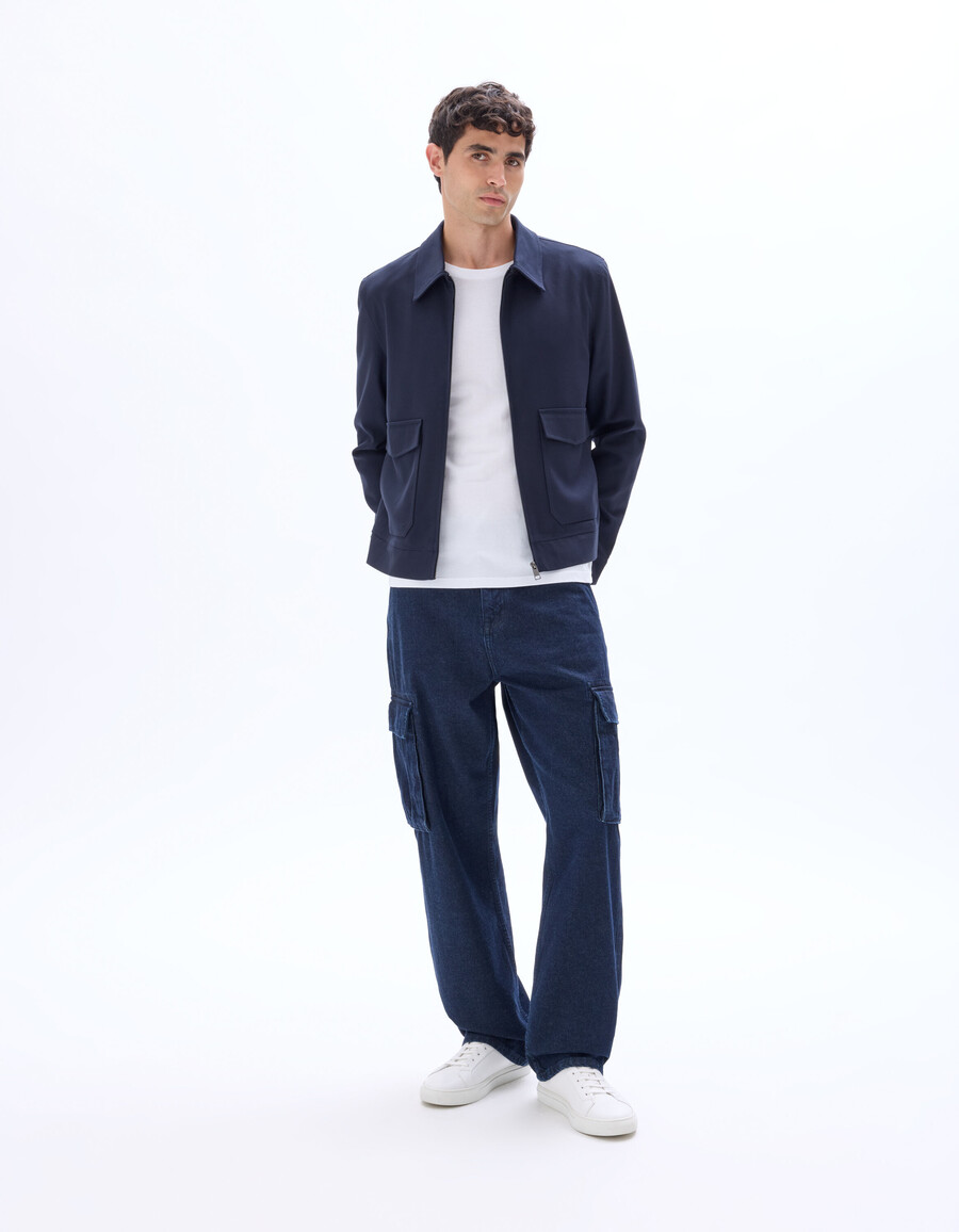 chaqueta con cuello de camisa y cremallera