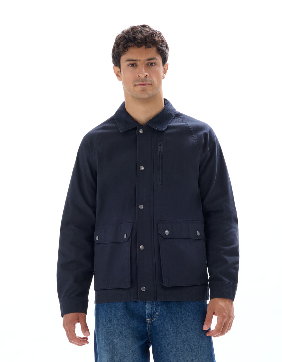 chaqueta multibolsillos con cuello de terciopelo