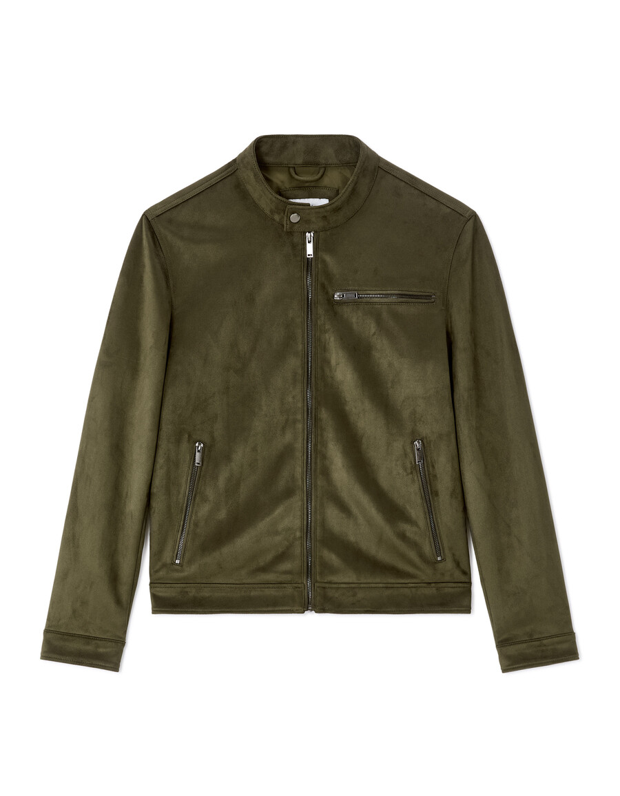 chaqueta de motociclista de ante sintético