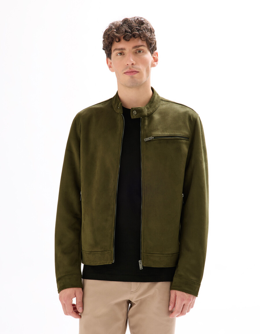 chaqueta de motociclista de ante sintético
