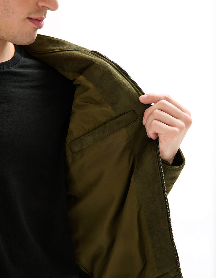 chaqueta de motociclista de ante sintético