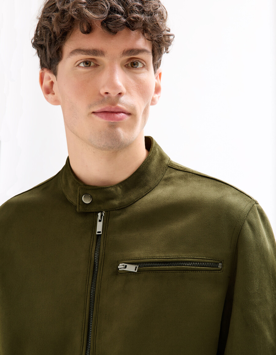 chaqueta de motociclista de ante sintético