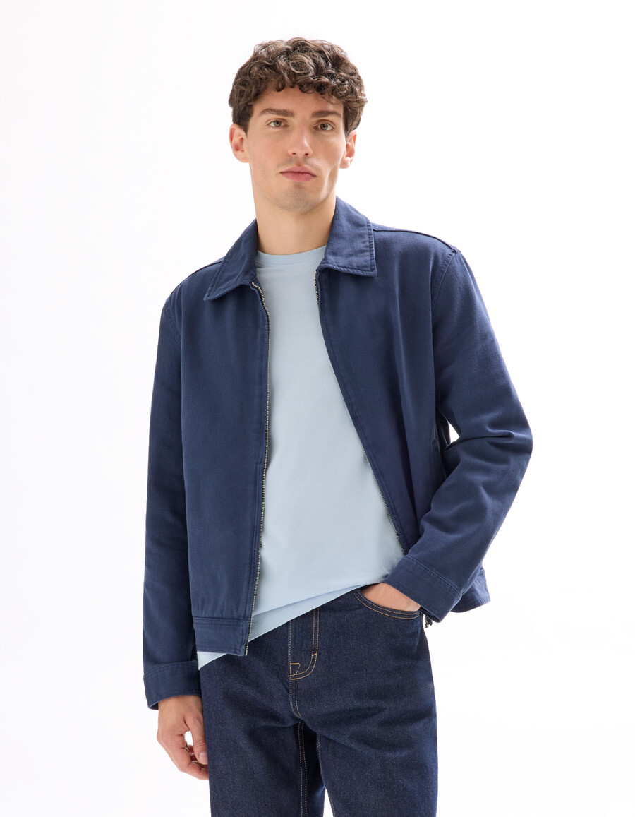 chaqueta con cuello camisero y cremallera 100 algodón