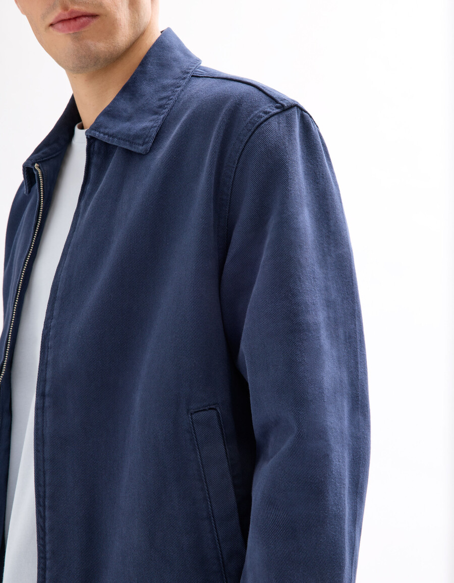 chaqueta con cuello camisero y cremallera 100 algodón
