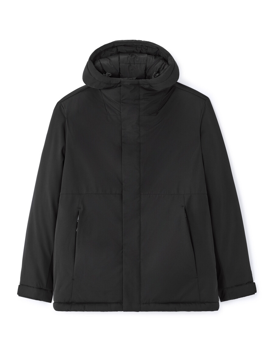 chaqueta con capucha de plumas y plumón dualtech