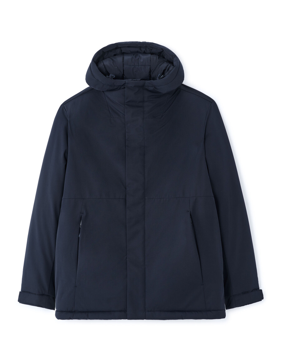 chaqueta con capucha de plumas y plumón dualtech