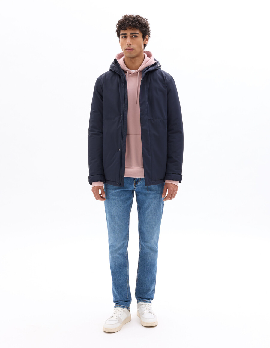 chaqueta con capucha de plumas y plumón dualtech