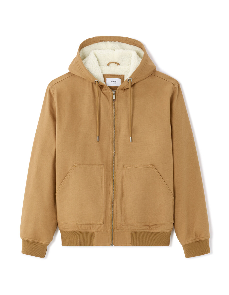 chaqueta con capucha 100 algodón con forro de sherpa