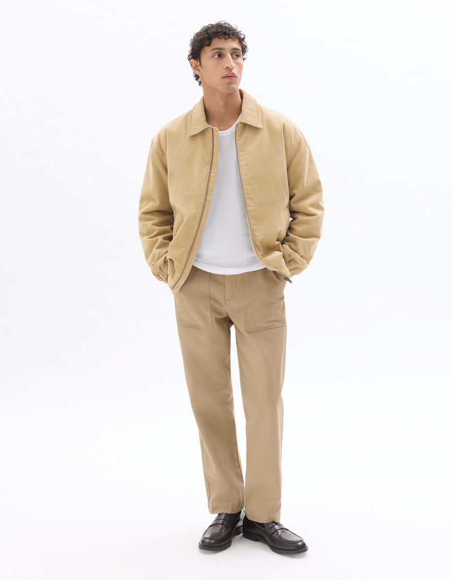 chaqueta de pana con cuello camisero