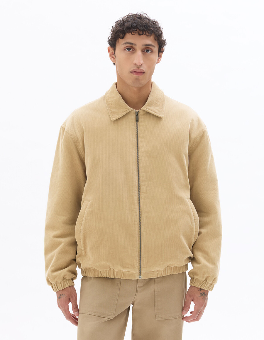 chaqueta de pana con cuello camisero