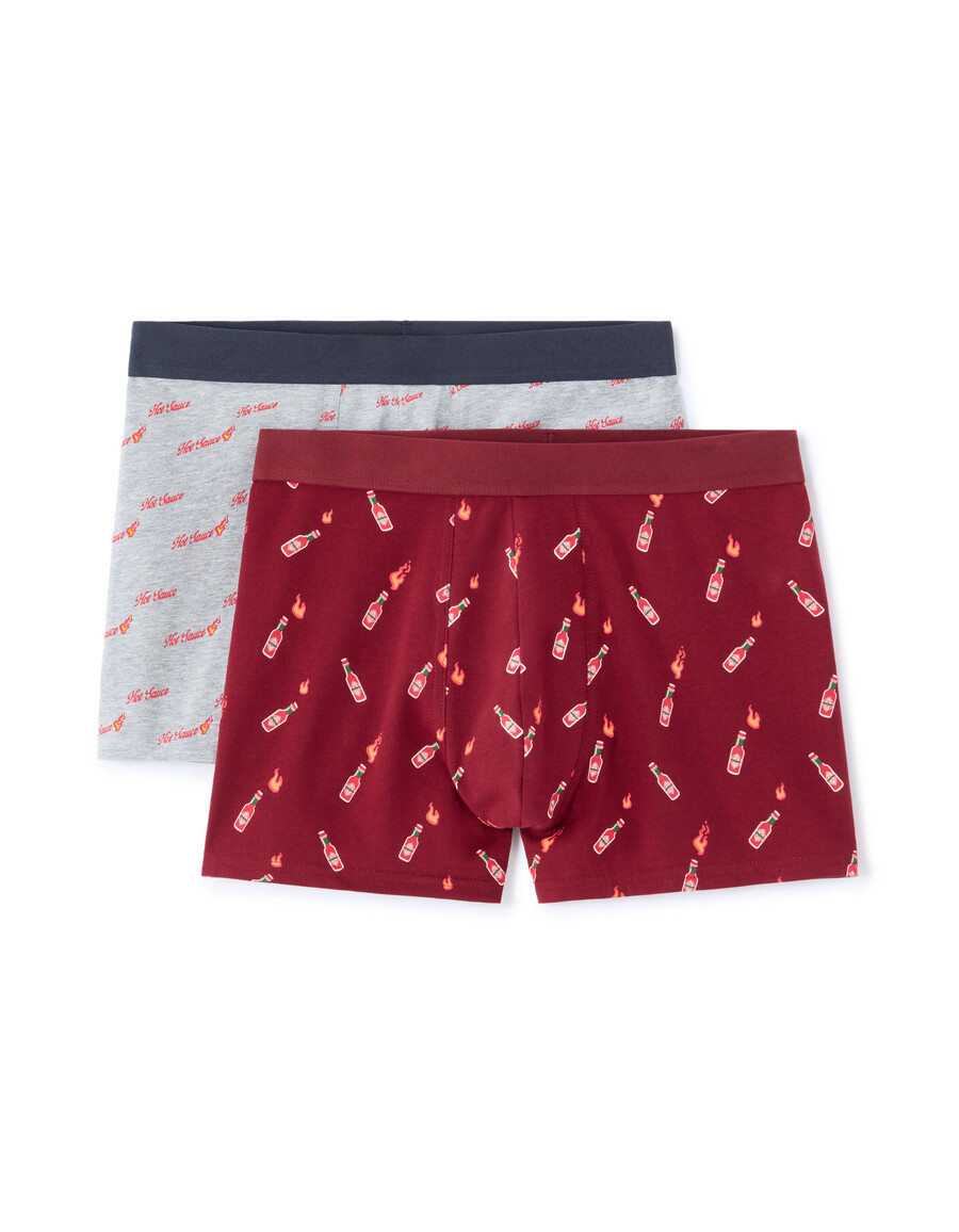 set de regalo de dúo de bóxers con estampado navideño de salsa de chile roja