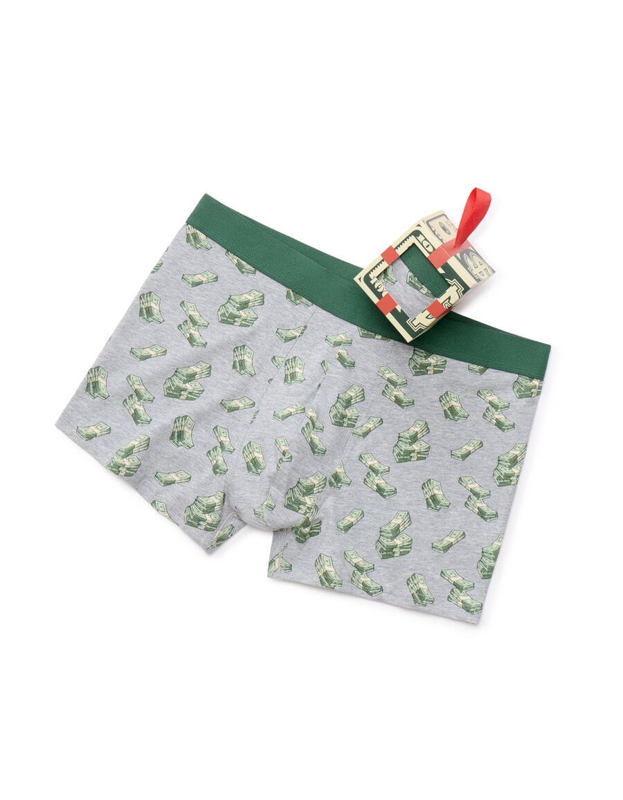 set de regalo navideño en forma de bóxer de un dólar