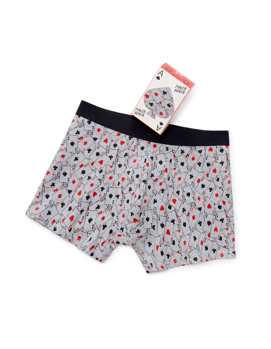 set de regalo de calzoncillos bóxer navideños para hombre con naipes
