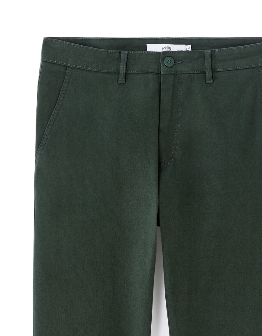 pantalones chinos rectos de algodón elástico