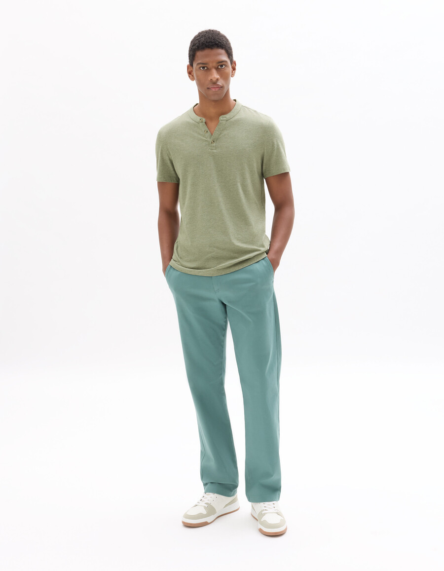 pantalones chinos de algodón elástico de corte recto verde claro