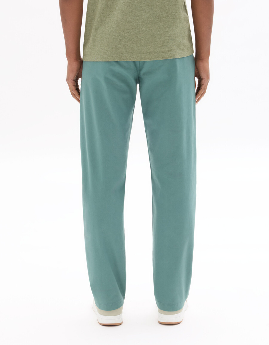 pantalones chinos de algodón elástico de corte recto verde claro