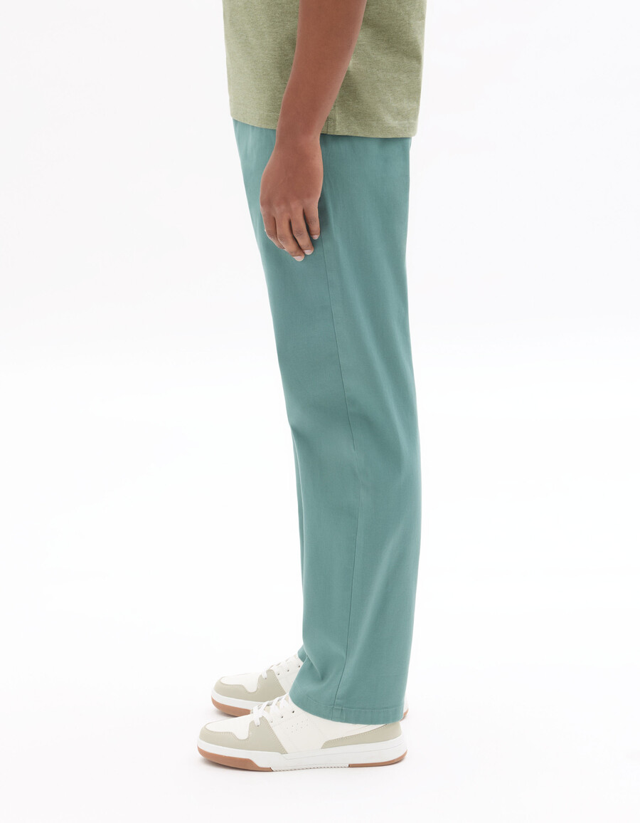 pantalones chinos de algodón elástico de corte recto verde claro