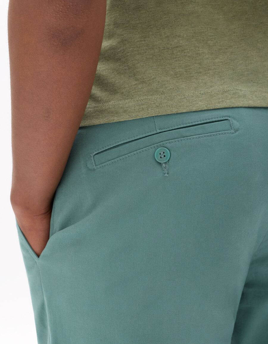 pantalones chinos de algodón elástico de corte recto verde claro