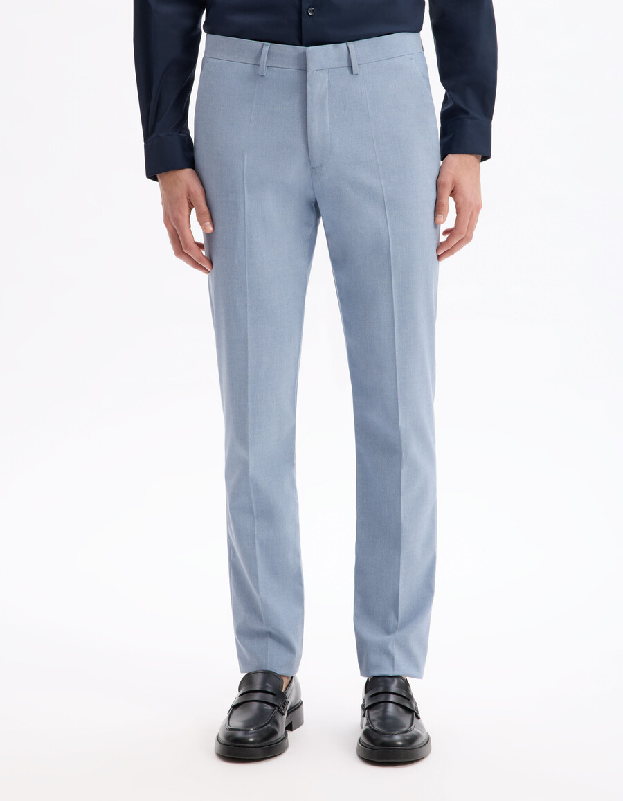 pantalones de traje de cambray elásticos y ajustados