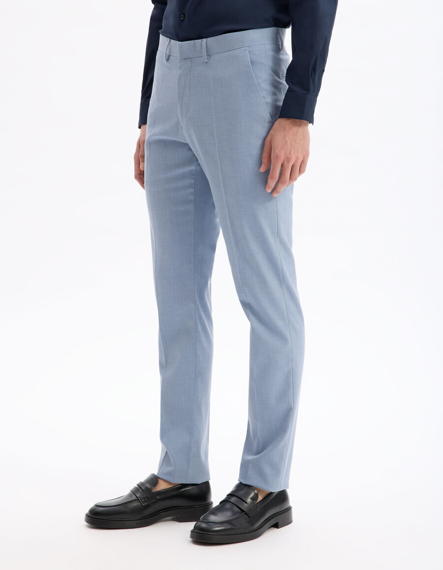 pantalones de traje de cambray elásticos y ajustados