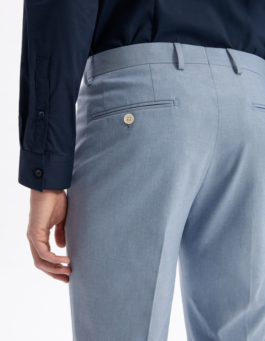 pantalones de traje de cambray elásticos y ajustados