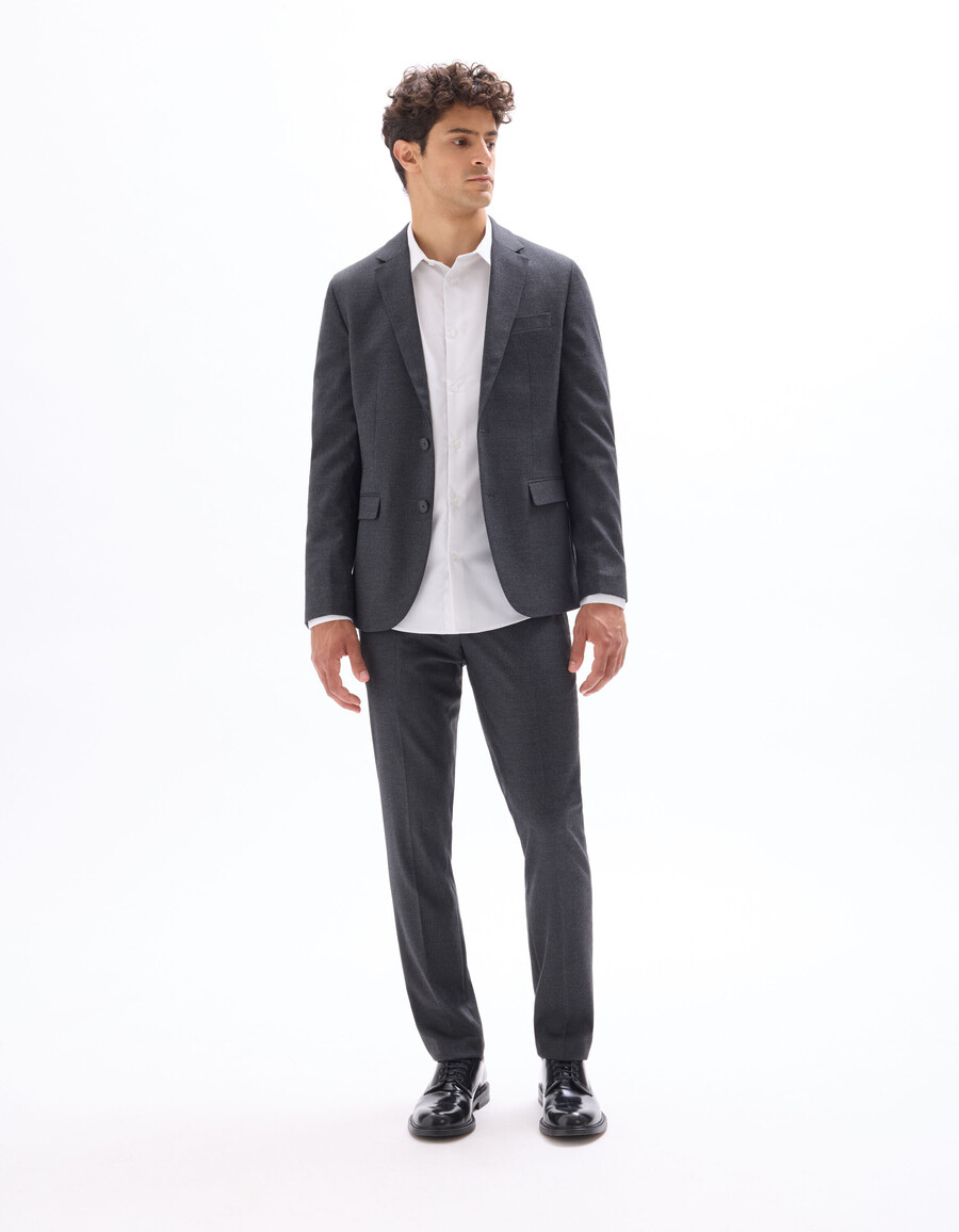 pantalones de traje de franela de corte entallado