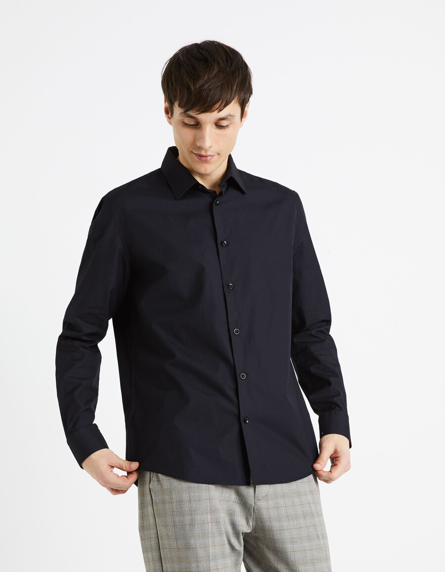 camisa de popelina de corte regular 100 algodón