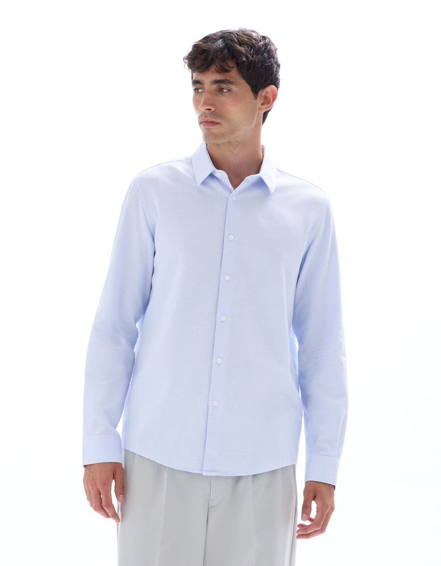 camisa de panal de abeja de corte regular 100 algodón