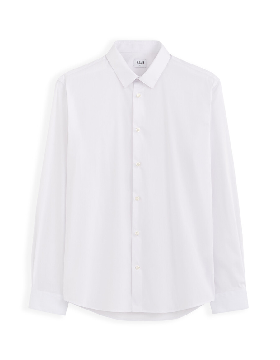 camisa de algodón elástico de corte entallado