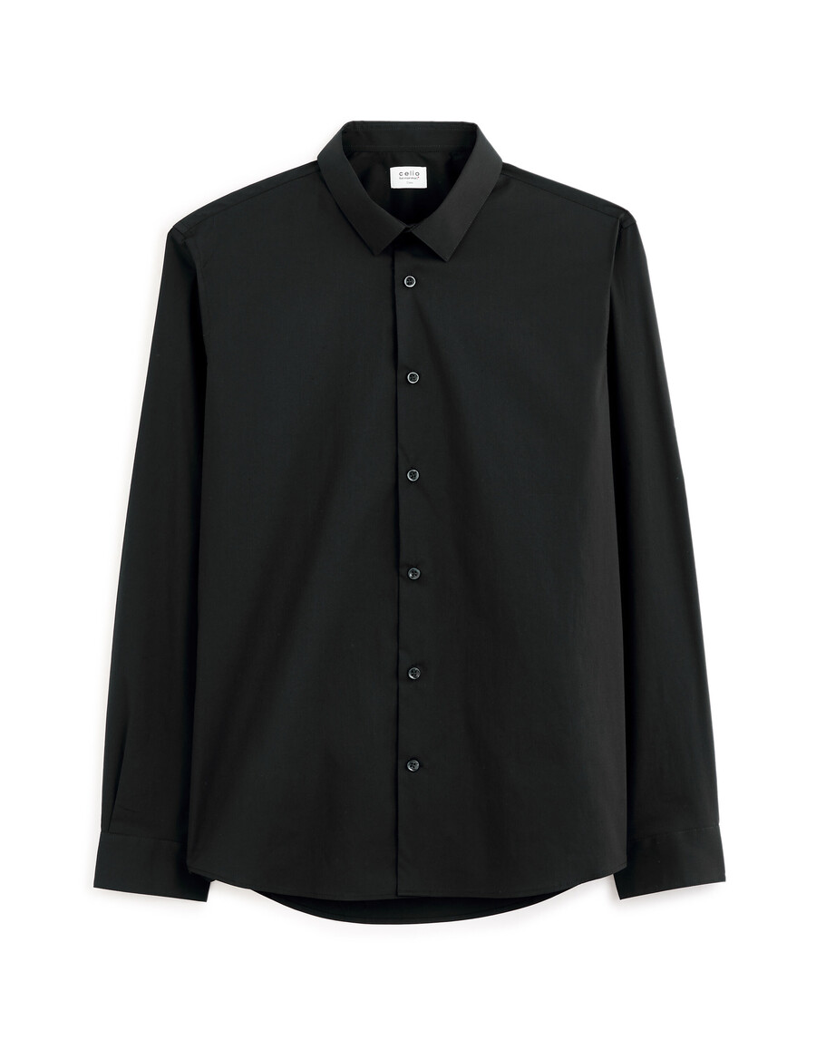 camisa de algodón elástico de corte entallado