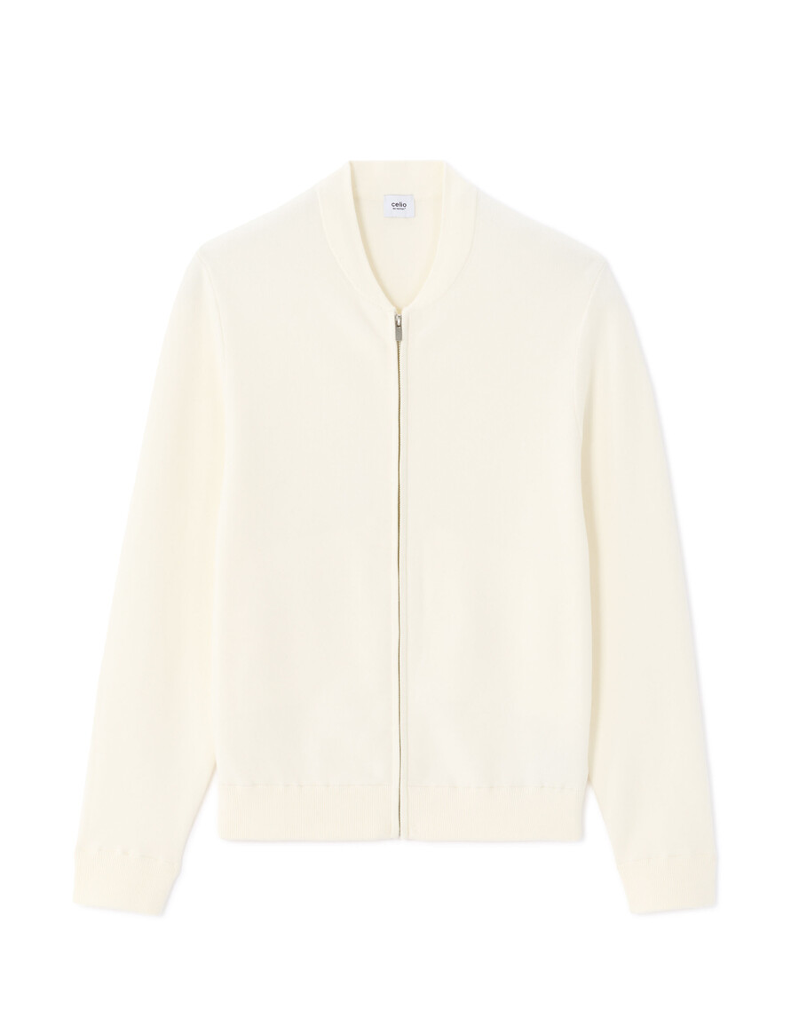 chaleco bomber blanco con cremallera
