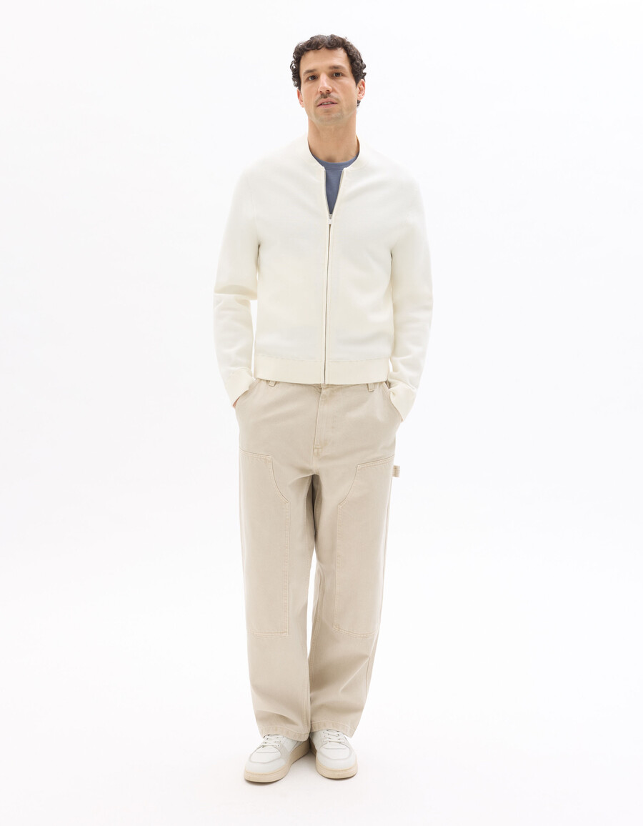 chaleco bomber blanco con cremallera