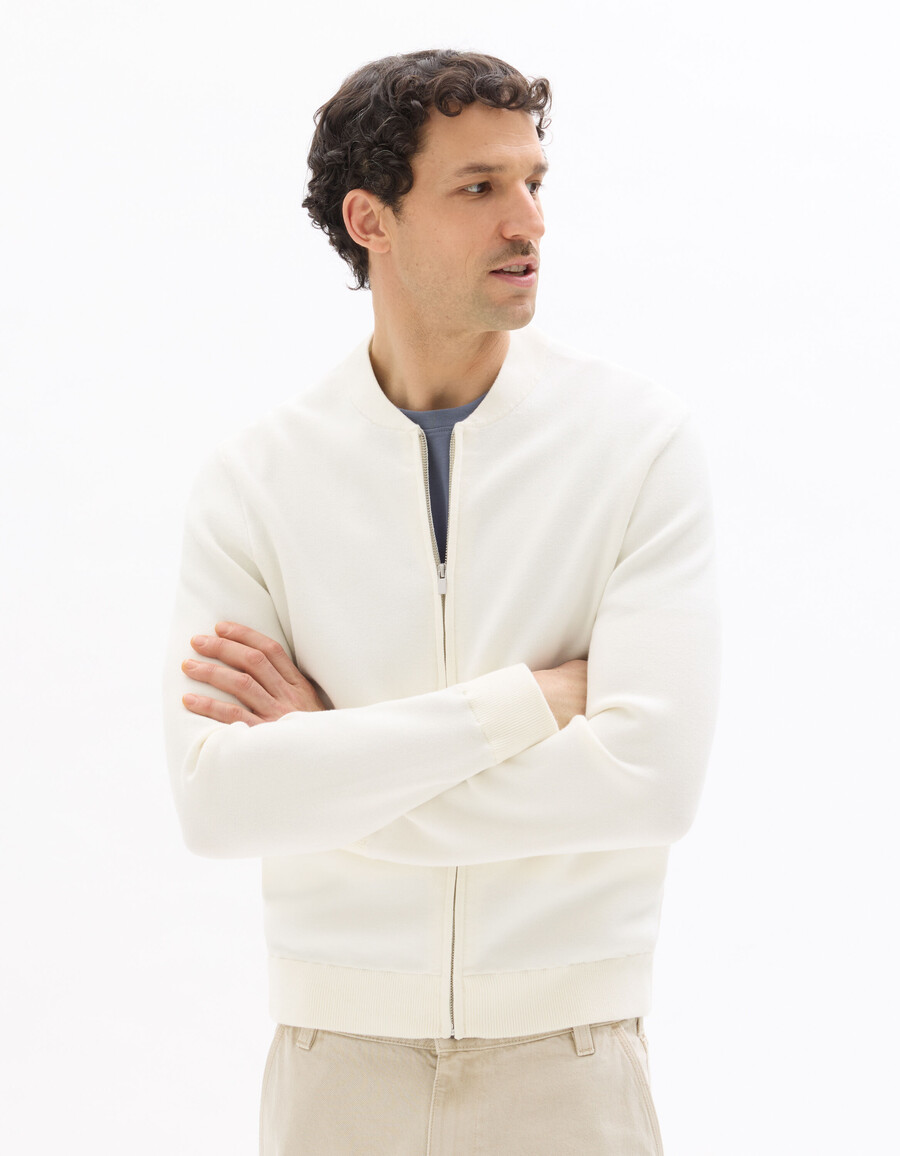 chaleco bomber blanco con cremallera